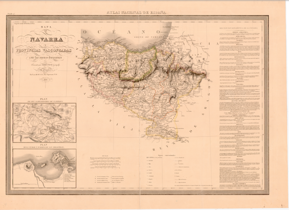 Mapa de Navarra y Provincias Vascongadas con las nuevas divisiones - 2020ko urtarrileko poposamenak