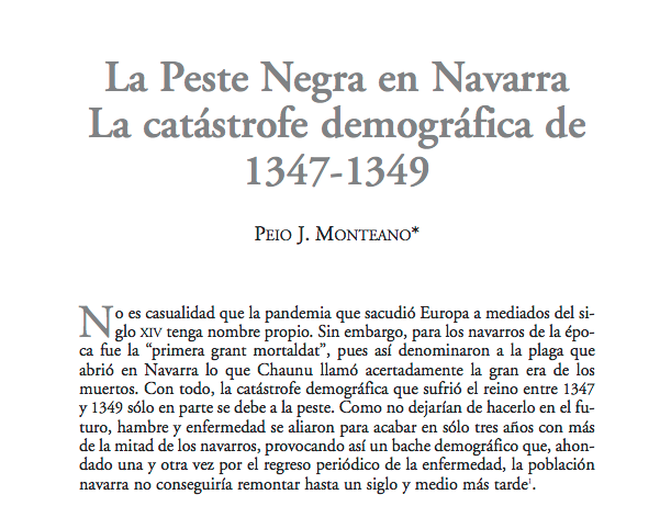 La Peste Negra en Navarra - 2020ko martxoko proposamenak