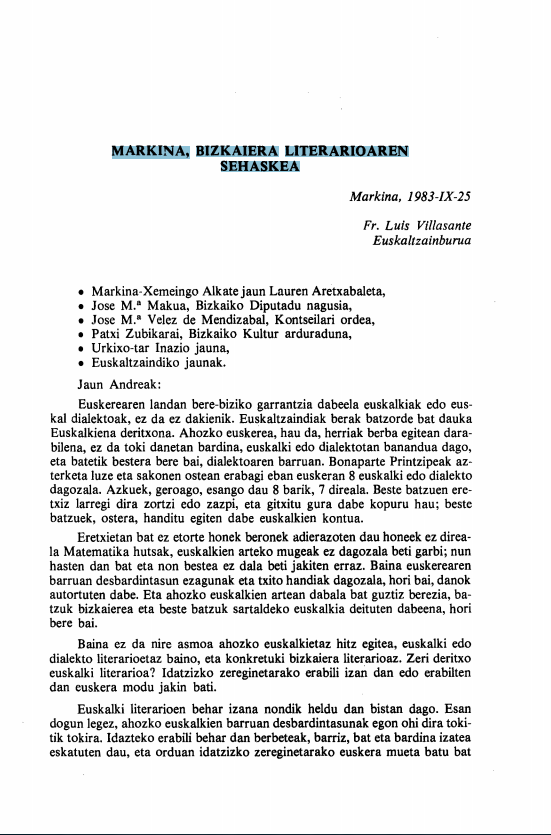 Markina bizkaiera literarioaren seaska  - 2020ko apirileko proposamenak