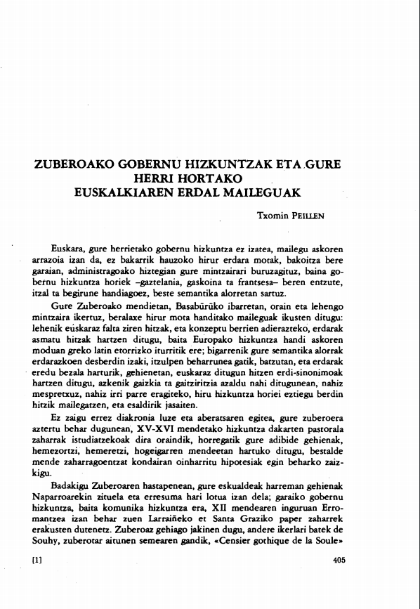 Zuberoako gobernu hizkuntzak eta gure herri hortako euskalkiaren erdal maileguak - 2020ko maiatzeko proposamenak
